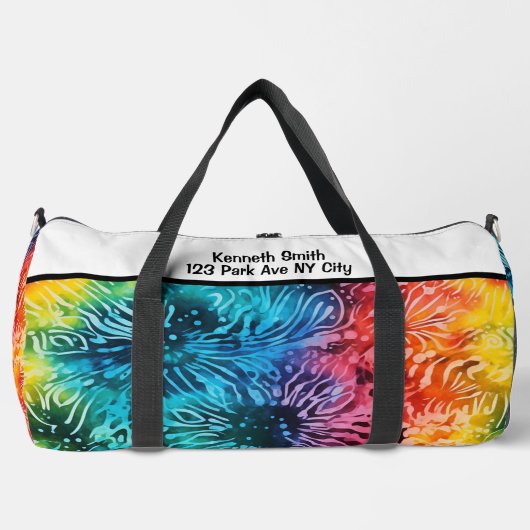 Regenbogen-Tie-Dye-Muster personalisiert Duffle Bag (Vorderseite)