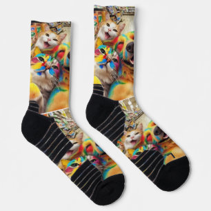 Regenbogen-Tier-Selfie im Supermarkt – Bunt  Socken