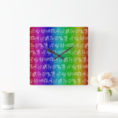 Regenbogen-Tierkreis-Uhr (Hell) Quadratische Wanduhr (Zuhause)