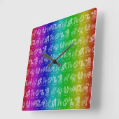 Regenbogen-Tierkreis-Uhr (Hell) Quadratische Wanduhr (Winkel)
