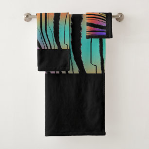 Regenbogen Tiger Exotischer Tierdruck Badhandtuch Set