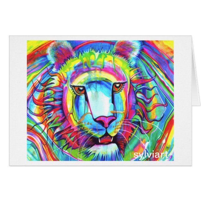 REGENBOGEN-TIGER-Karte - Copyright ©1999 SylviART (Vorderseite (Horizontal))