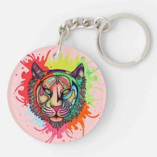 Regenbogen-Tiger Schlüsselanhänger (Rückseite)