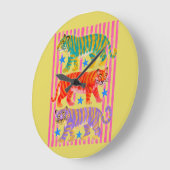 Regenbogen-Tiger-Träume Große Wanduhr (Winkel)