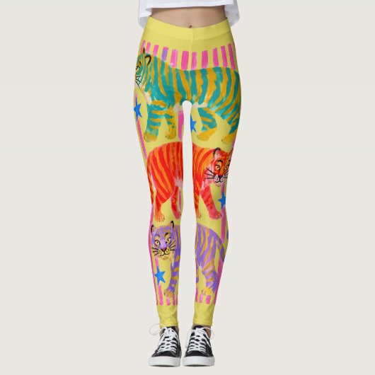 Regenbogen-Tiger-Träume Leggings (Vorderseite)