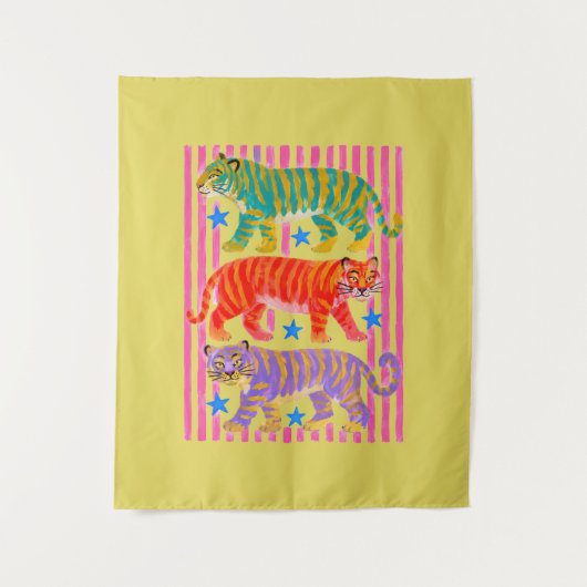 Regenbogen-Tiger-Träume Wandteppich (Vorderseite)
