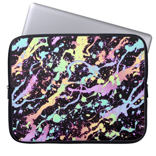 Regenbogen-Tintenspritzer extrem: Laptopschutzhülle (Vorderseite)