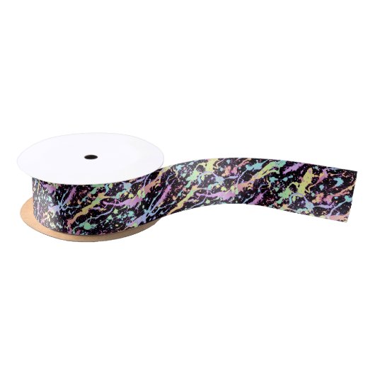 Regenbogen-Tintenspritzer extrem: Satinband (Spule)