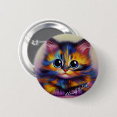 Regenbogen Tortie Kätzchen Knopf Button (Vorne & Hinten)