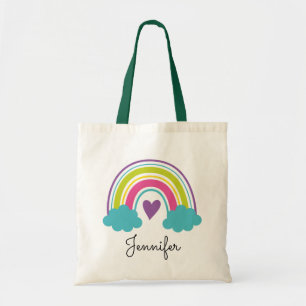 Regenbogen-Tragetasche für Mädchen mit grünem Grif Tragetasche