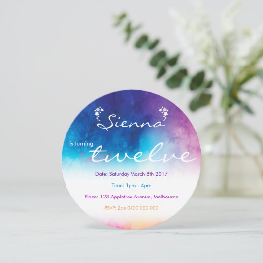 Regenbogen-Träume Einladung (Stehend Vorderseite)