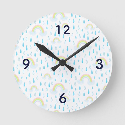 Regenbogen-Träume Runde Wanduhr (Vorderseite)