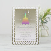 Regenbogen-träumerisches Schloss im Einladung (Stehend Vorderseite)