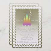 Regenbogen-träumerisches Schloss im Einladung (Vorne/Hinten)