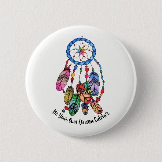 Regenbogen-Traumfänger des Aquarells herrlicher Button (Vorderseite)