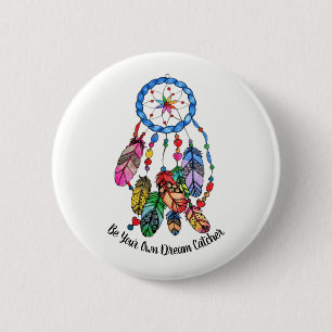 Regenbogen-Traumfänger des Aquarells herrlicher Button