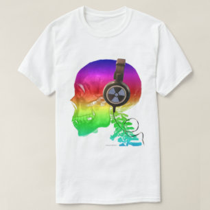 Regenbogen-Trippy Schädel-Knochen-Musik T-Shirt