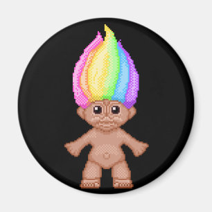 Regenbogen-Troll, Pixelart, Kawaii, Vaporwave, Nos Magnet