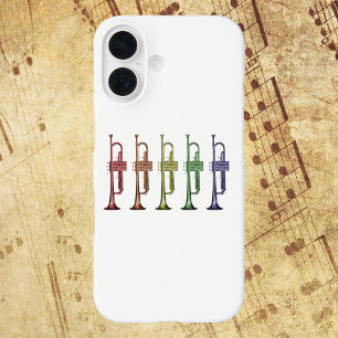Regenbogen-Trompeten-Aufstellung Farbige Musiker-B iPhone 16 Hülle