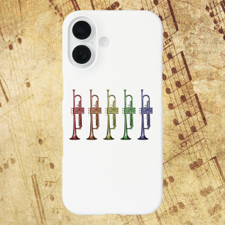 Regenbogen-Trompeten-Aufstellung Farbige Musiker-B iPhone 16 Hülle
