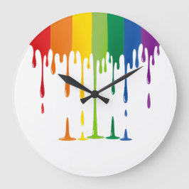 Regenbogen tropfende Flüssigkeit abstrakte Kunst Große Wanduhr