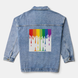 Regenbogen tropfende Malerei Flüssigkeit Abstrakt Jeansjacke