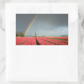 Regenbogen, Tulpen und rechteckige Aufkleber für W (Tasche)