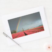 Regenbogen, Tulpen und rechteckige Aufkleber für W (Umschlag)