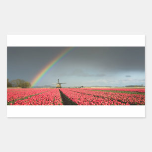 Regenbogen, Tulpen und rechteckige Aufkleber für W