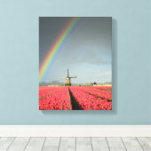 Regenbogen, Tulpen und vertikale Leinwand für Wind (Insitu (Holzboden))