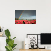 Regenbogen, Tulpen und Windmühle Poster (Heimbüro)