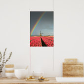 Regenbogen, Tulpen und Windmühle Poster (Küche)