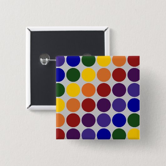 Regenbogen-Tupfen auf Grau Button (Vorne & Hinten)
