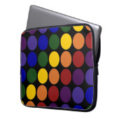 Regenbogen-Tupfen auf Schwarzem Laptopschutzhülle (Vorderseite Links)