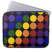 Regenbogen-Tupfen auf Schwarzem Laptopschutzhülle (Vorderseite)