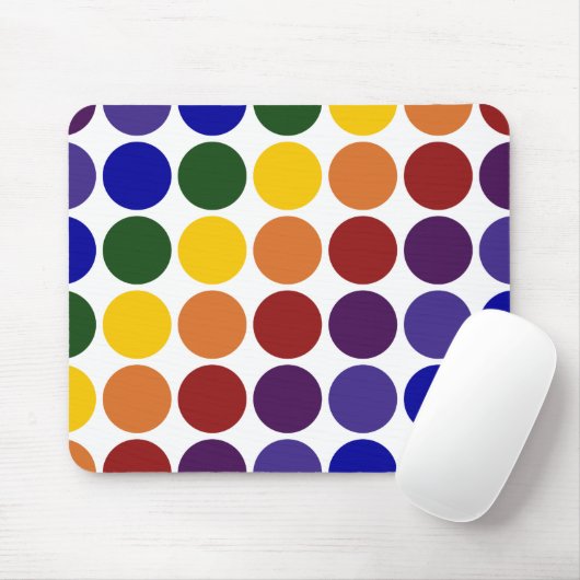 Regenbogen-Tupfen auf Weiß Mousepad (Mit Mouse)