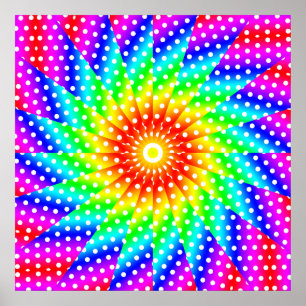 Regenbogen-Tupfen-Kaleidoskop-Mandala Poster