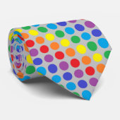 Regenbogen-Tupfen-Silber Krawatte (Gerollt)