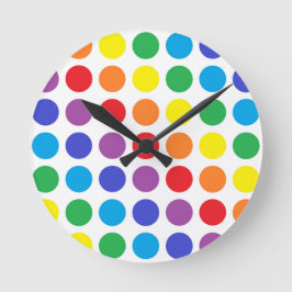 Regenbogen-Tupfen-Uhr Runde Wanduhr