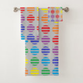 Regenbogen-Tupfen-und Streifen-Silber Badhandtuch Set (Insitu)
