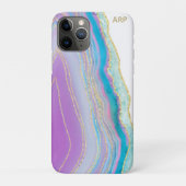 *~* Regenbogen Türkis Agate Gold Glitzer Pastell Case-Mate iPhone Hülle (Rückseite)
