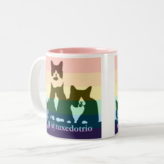 Regenbogen TuxedoTrio Tasse (Vorderseite Links)