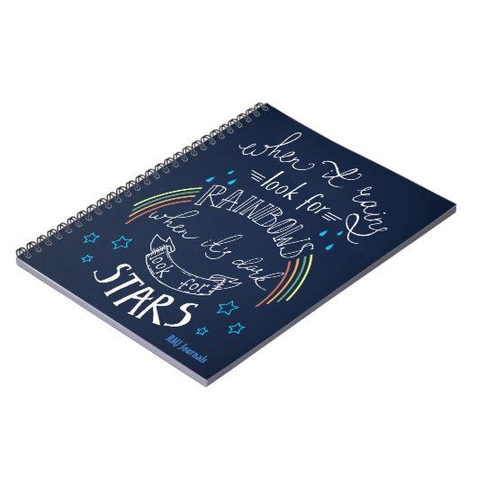 Regenbogen u. Sterne - GEWUNDENE Zeitschrift Notizblock (Linke Seite)