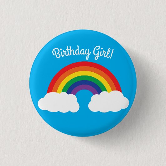 Regenbogen u. Wolken-niedliches 1. Button (Vorderseite)