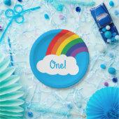 Regenbogen u. Wolken-niedliches 1. Pappteller (Party)
