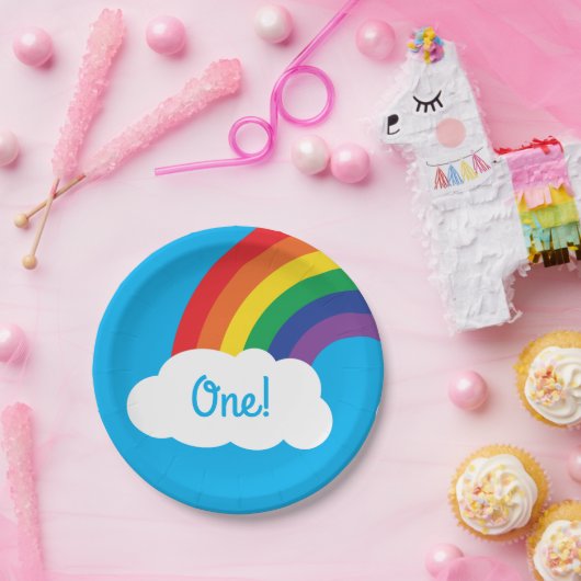 Regenbogen u. Wolken-niedliches 1. Pappteller (Party)
