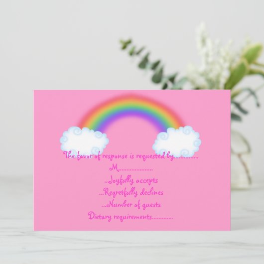 Regenbogen uAwg rosa Antwortkarte Einladung (Stehend Vorderseite)
