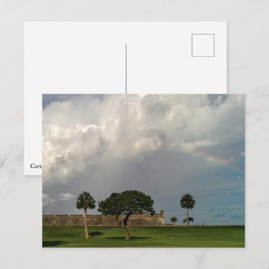 Regenbogen über Castillo de San Marcos Postkarte (Vorne/Hinten)