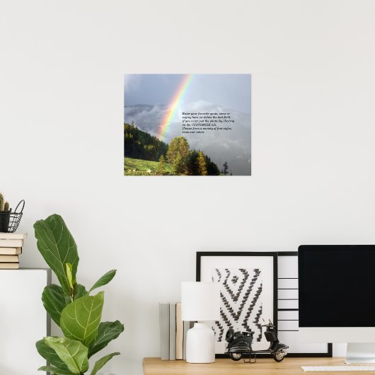 Regenbogen über Colorado Berggipfel mit/ Text Poster (Heimbüro)