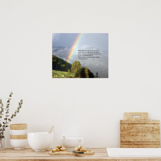 Regenbogen über Colorado Berggipfel mit/ Text Poster (Küche)